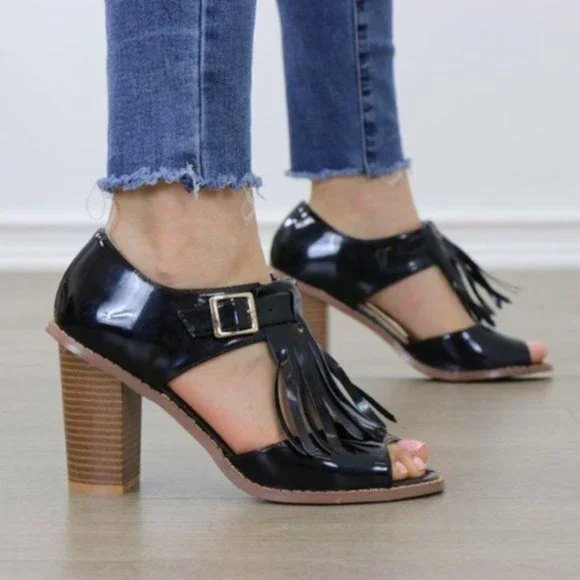 Patent Rockabilly Oxford High Heels With Tassel - Picture 4 of 7